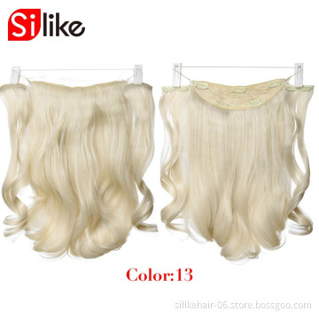 Silike 18 inch Invisible Wire Hair Extensions Synthetic Wavy 3 Pieces Fish Line Clips in Hair Extensions Natural Hair Clips